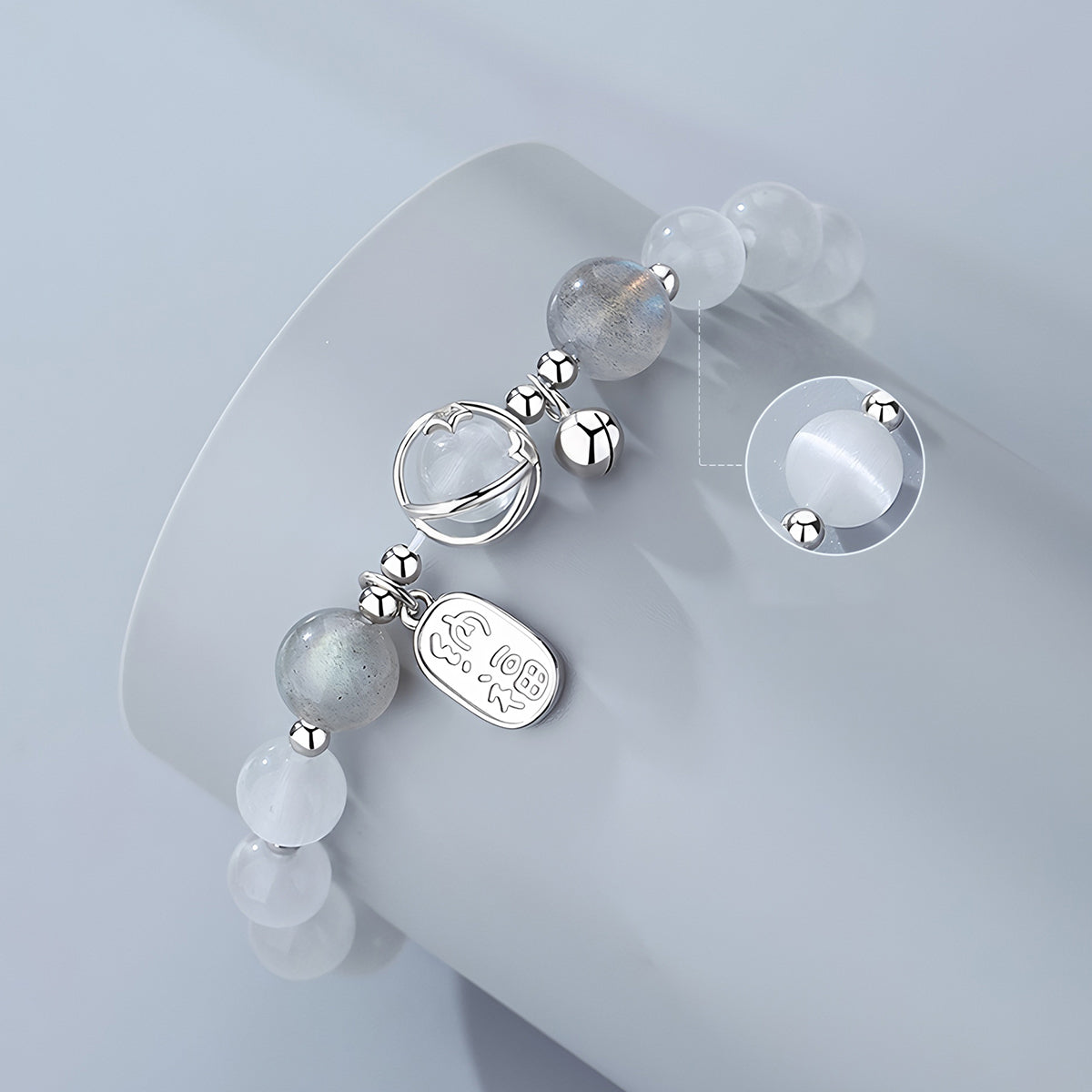 925 silver women's blessing bracelet(Bead width 8mm)