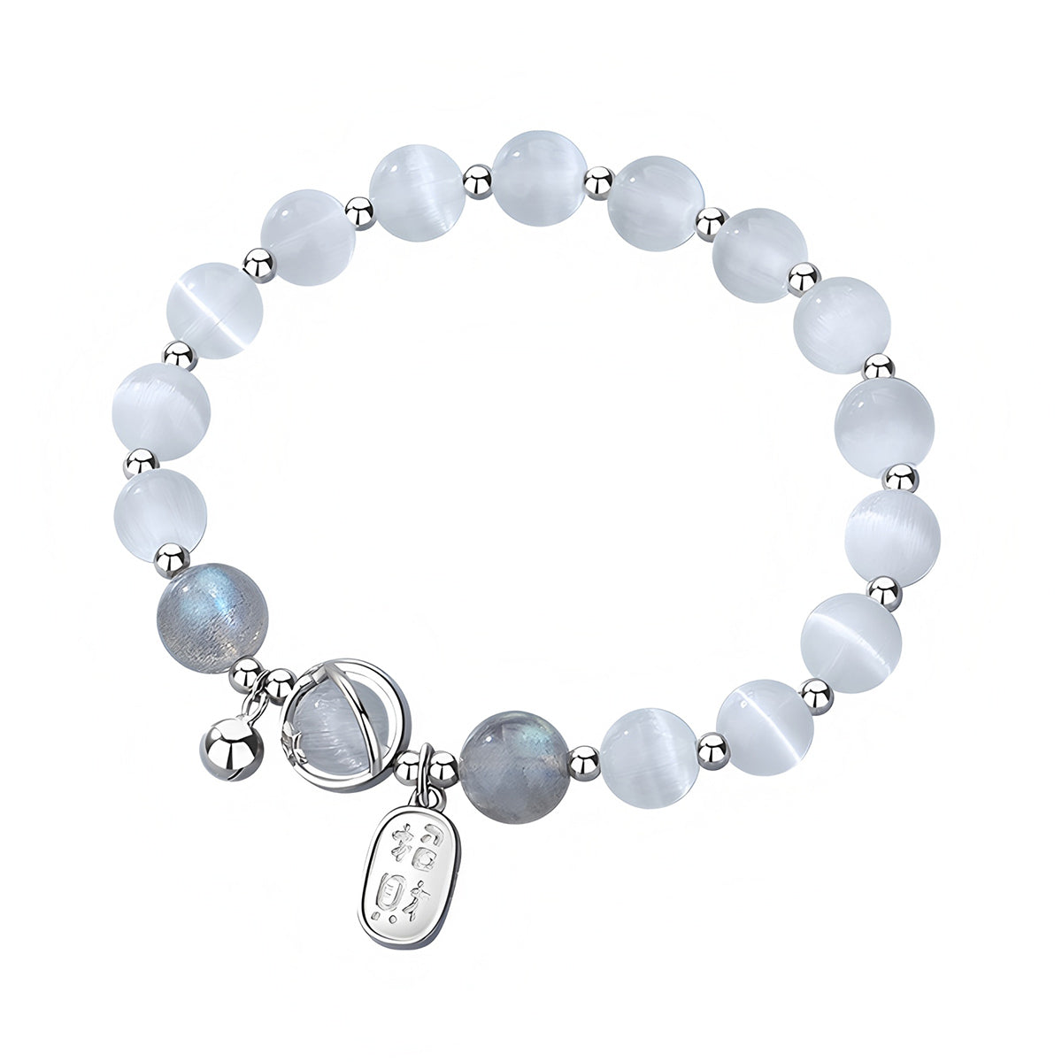 925 silver women's blessing bracelet(Bead width 8mm)