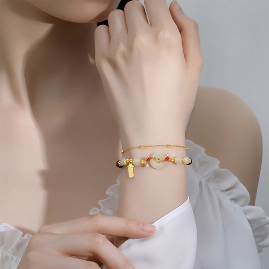 S925 silver natural Hetian jade koi versatile bracelet