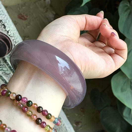 Wide imperial purple jade bracelet