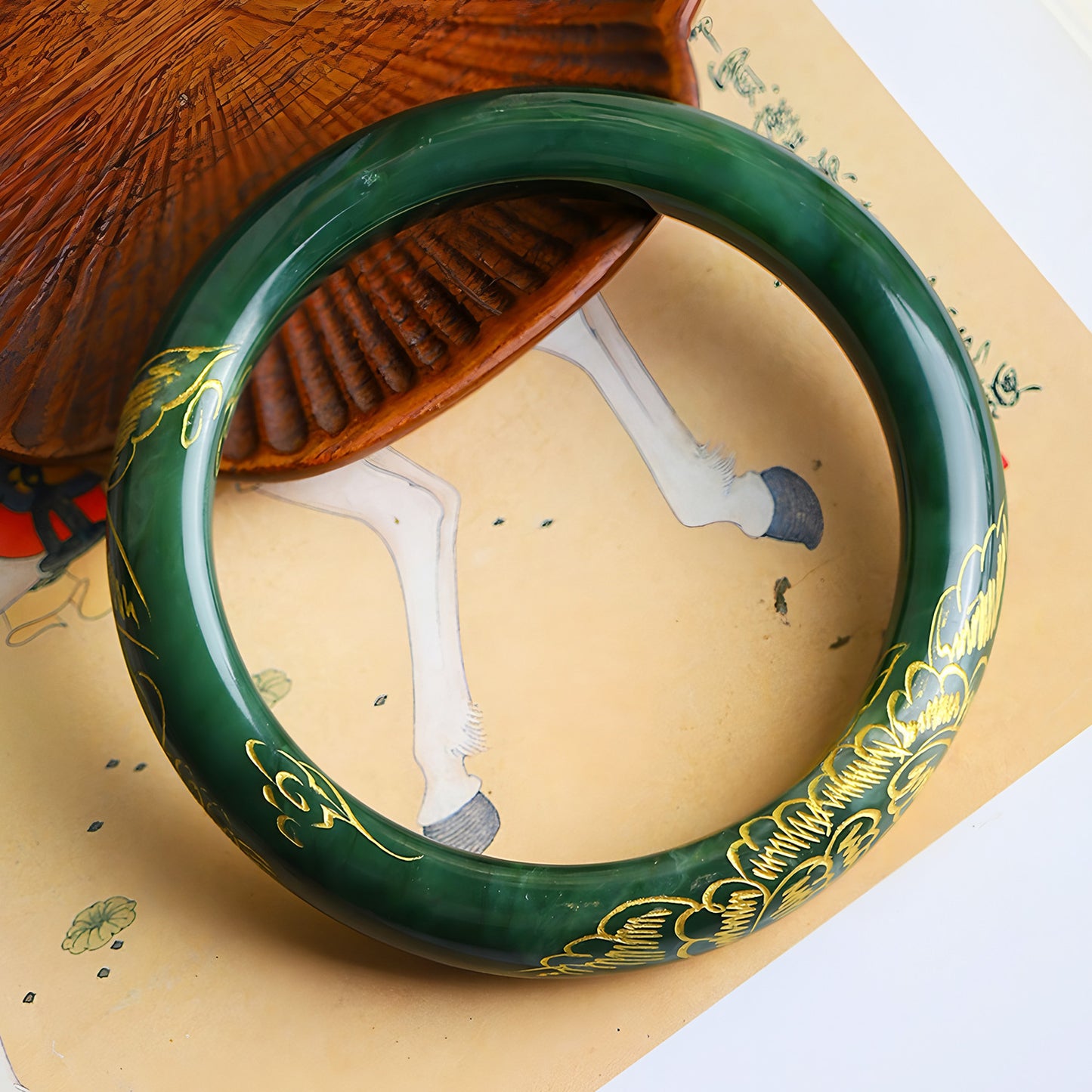 Natural Hetian jade old material jasper hand-carved green jade Bangles