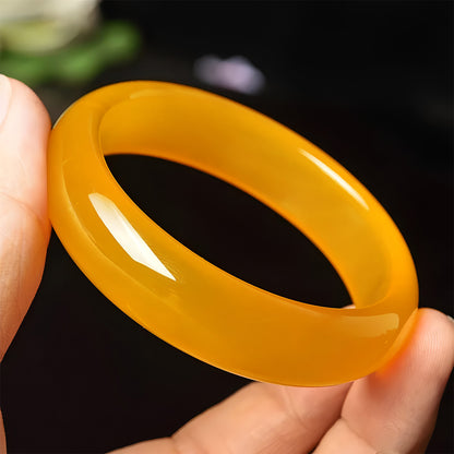 Natural Chalcedony Icy Yellow Jade Bracelet