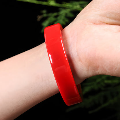 Versatile and elegant red square jade bangle bracelet
