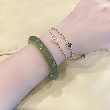 Natural Jade Bracelet Elegant Cyan Bracelet