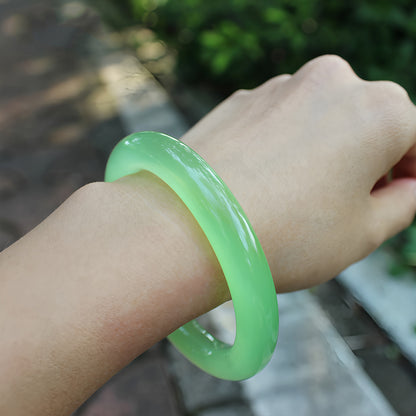 Natural Jade Bracelet Vibrant Lucky Apple Green Jade Bracelet