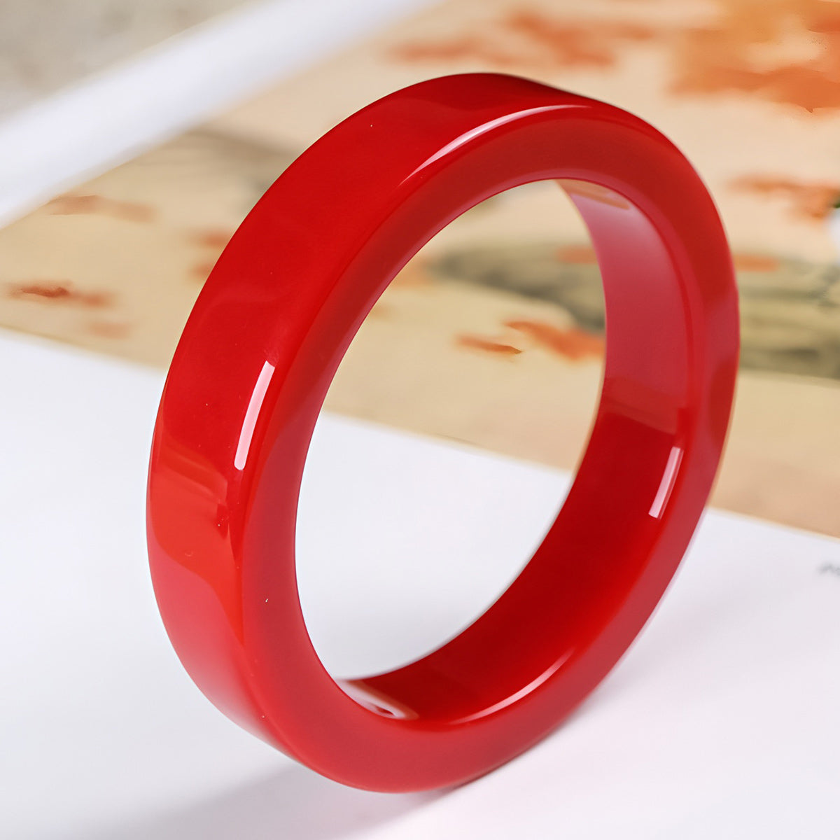 Versatile and elegant red square jade bangle bracelet