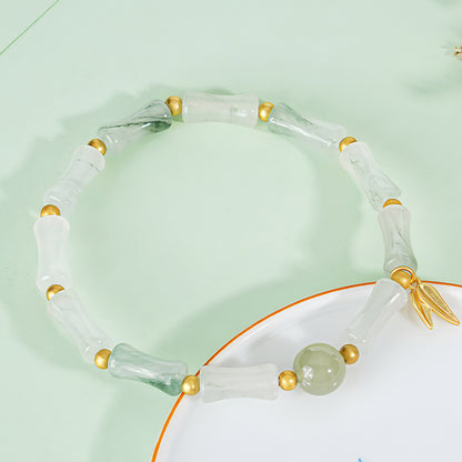 Natural Tianshan Green Bamboo Jade Bracelet