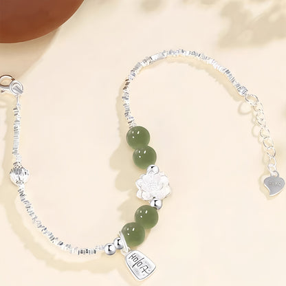 S925 Silver Hetian Jade Lotus Jade Bracelet