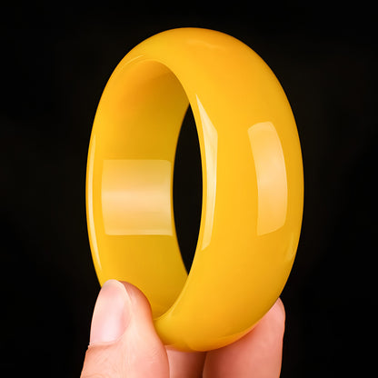 Natural jade Huanglong jade widened yellow jade bracelet