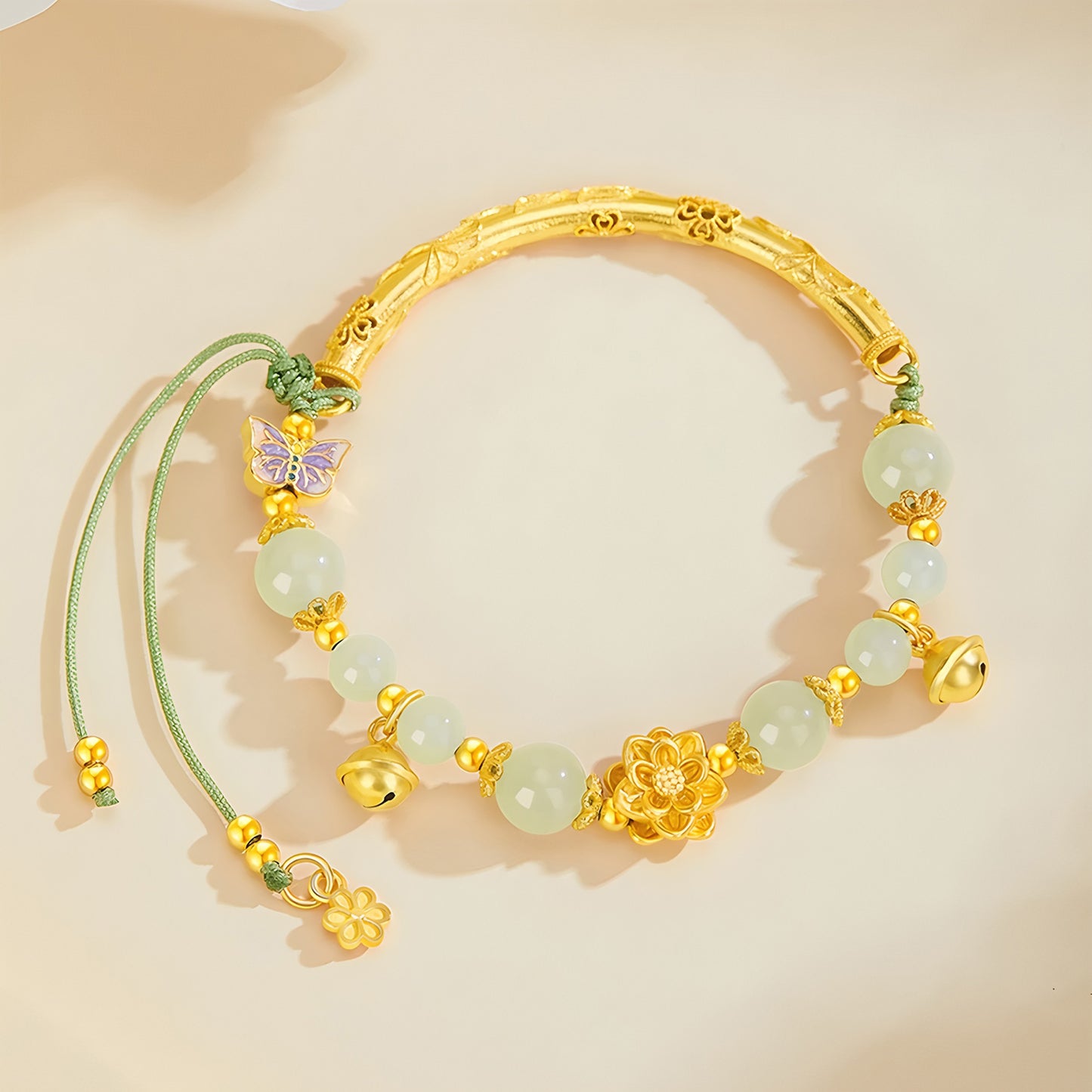 S925 Silver Natural Hetian Jade Butterfly Jade Bead Bracelet