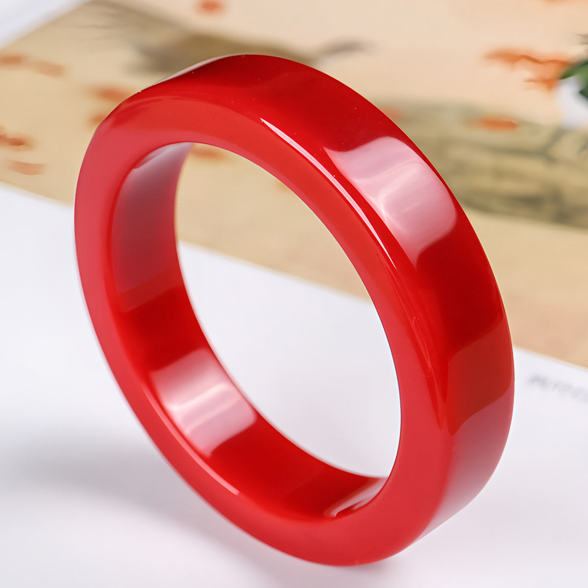 Versatile and elegant red square jade bangle bracelet