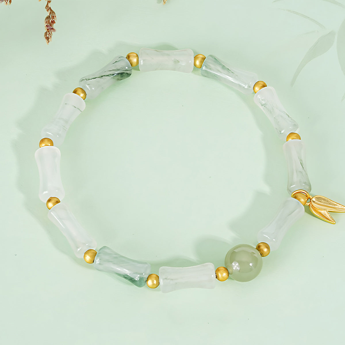 Natural Tianshan Green Bamboo Jade Bracelet