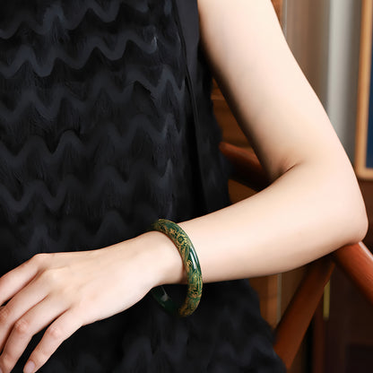 Natural Hetian jade old material jasper hand-carved green jade Bangles
