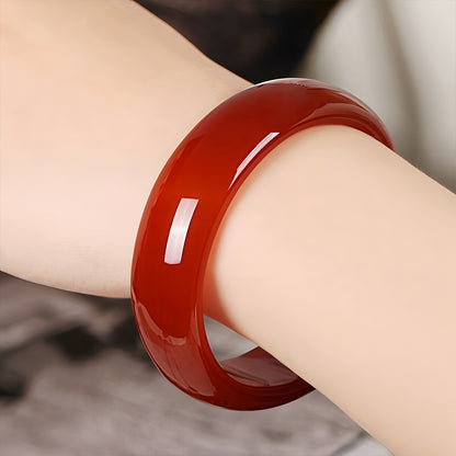◆Luck and Health◆ Brand New Genuine Jade Widened Rich Red Jade Bangles