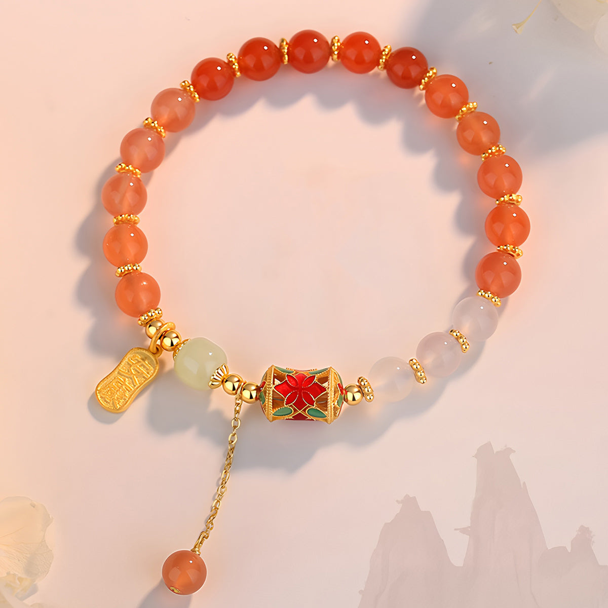 Gradient Agate Ankang Jade Bracelet（Bead width 6mm）