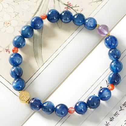 Natural Kyanite Blue Jade Beaded Bracelet（Bead width 7mm）