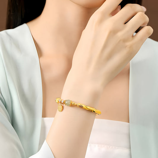 999 Silver Hetian Jade Butterfly Tassel Half Bracelet（elastic cord）