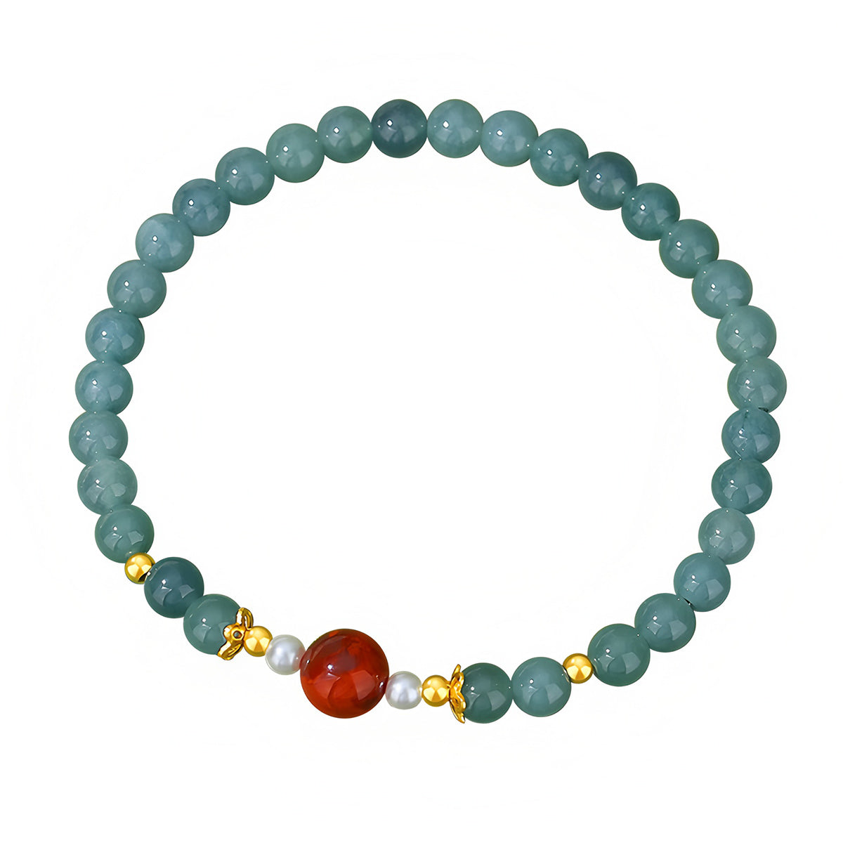 Natural Blue Jade New Chinese Jade Bracelet（Bead width 5mm）
