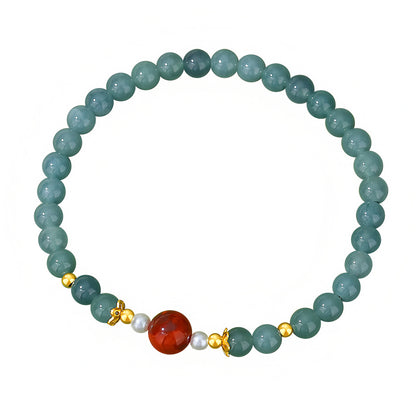 Natural Blue Jade New Chinese Jade Bracelet（Bead width 5mm）