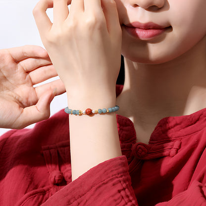 Natural Blue Jade New Chinese Jade Bracelet（Bead width 5mm）