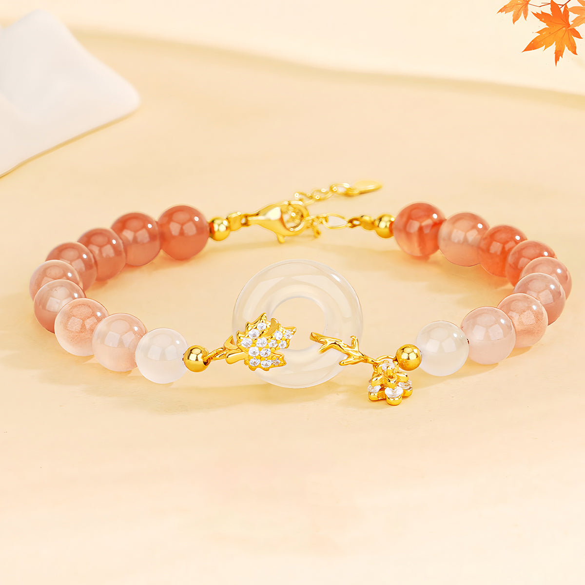 S925 silver new Chinese style gradient jade bracelet（Bead width 6mm）