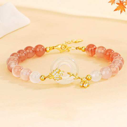 S925 silver new Chinese style gradient jade bracelet（Bead width 6mm）