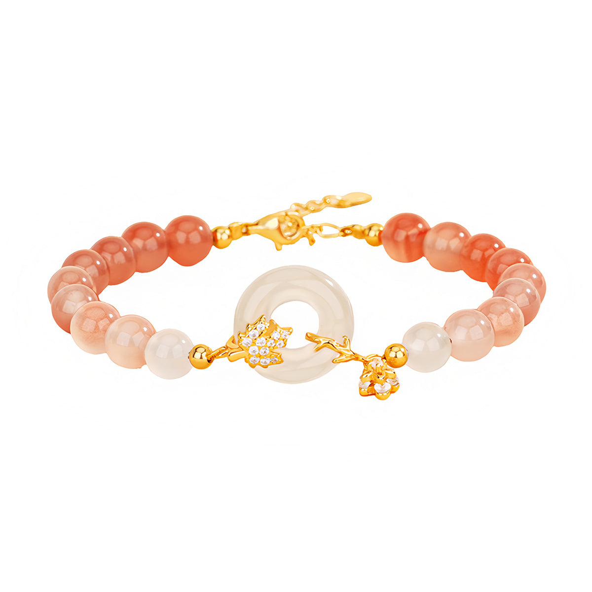 S925 silver new Chinese style gradient jade bracelet（Bead width 6mm）