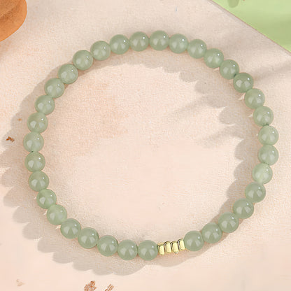 Natural Hetian Jade Broken Gold Classic Jade Bead Bracelet（Bead width 5mm）