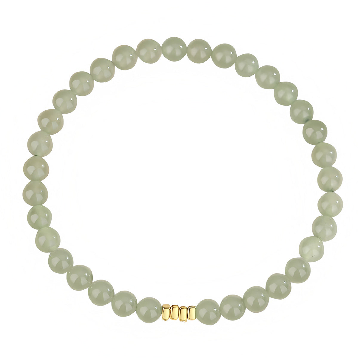 Natural Hetian Jade Broken Gold Classic Jade Bead Bracelet（Bead width 5mm）