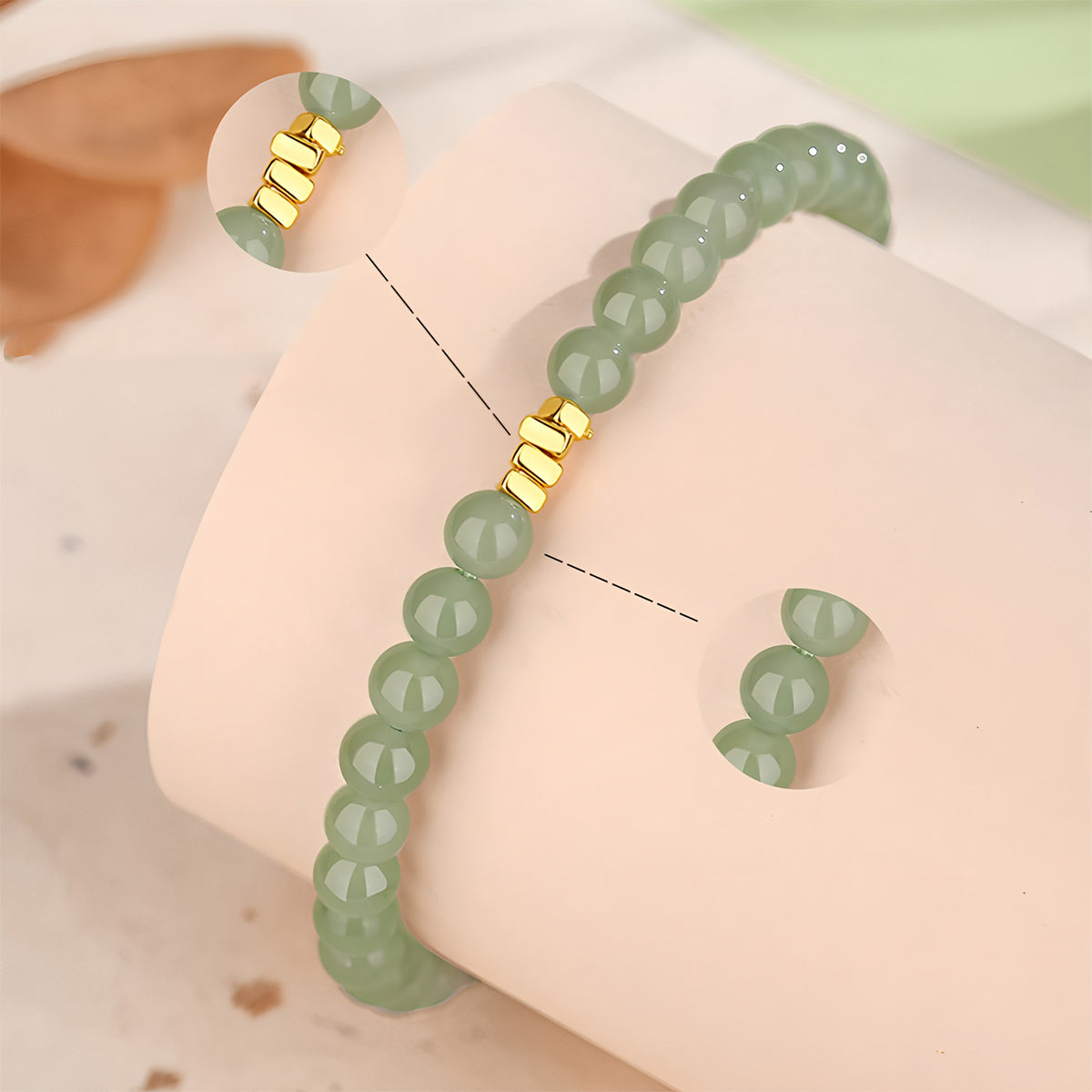 Natural Hetian Jade Broken Gold Classic Jade Bead Bracelet（Bead width 5mm）