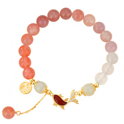 Natural Gradient Vermicelli Agate Fish Jade Bracelet（Bead width 8mm）