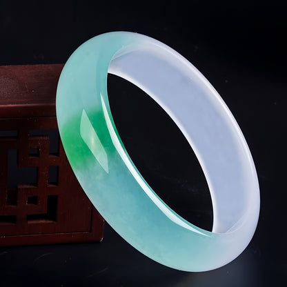 Natural Elegant Semi-Green Jade Bracelet