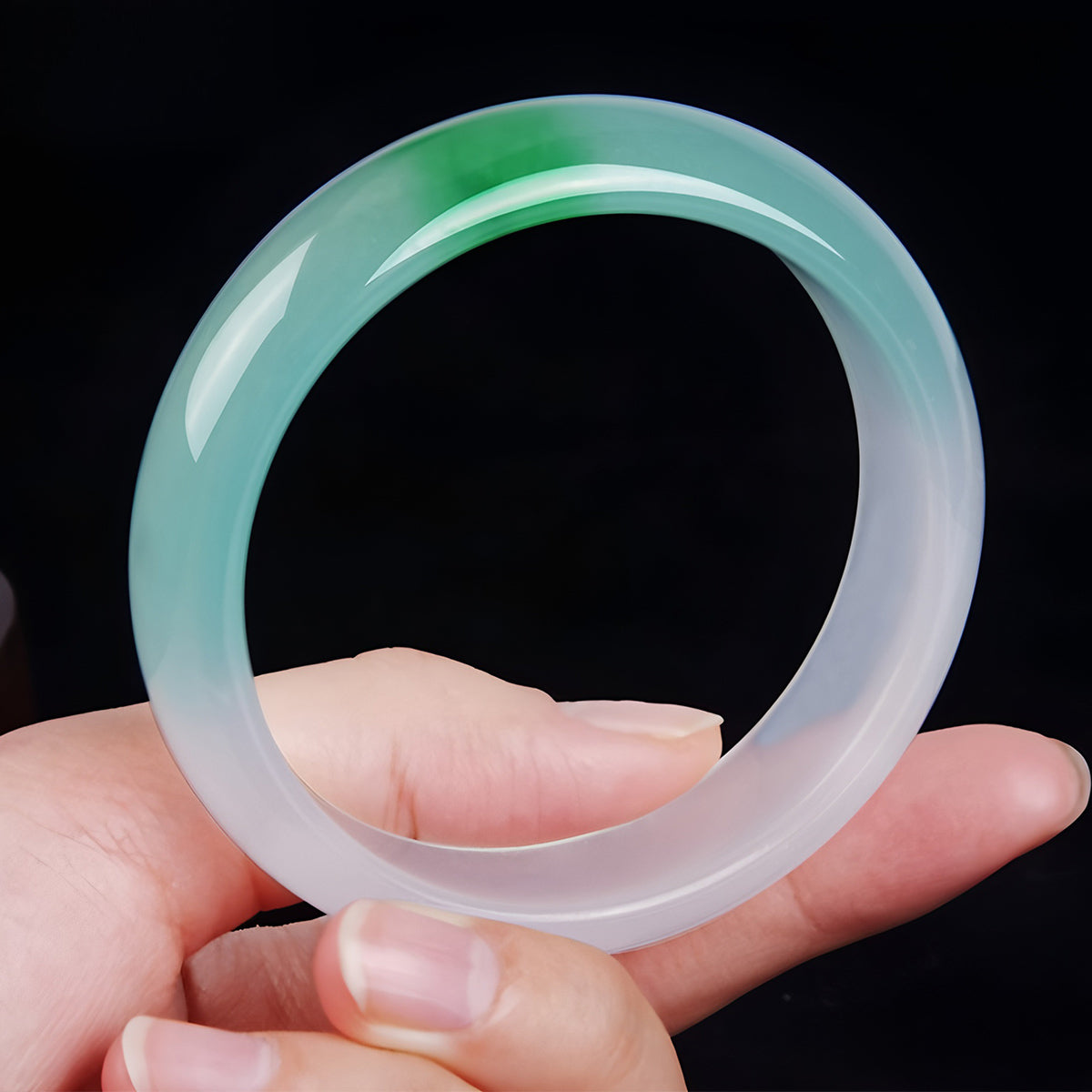 Natural Elegant Semi-Green Jade Bracelet