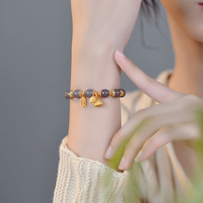 Natural Lime Agate Ruyi Jade Beaded Bracelet（Bead width 8mm）