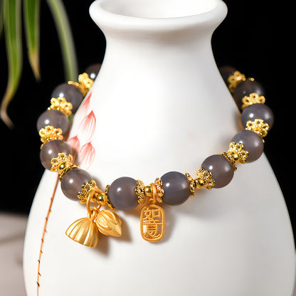 Natural Lime Agate Ruyi Jade Beaded Bracelet（Bead width 8mm）