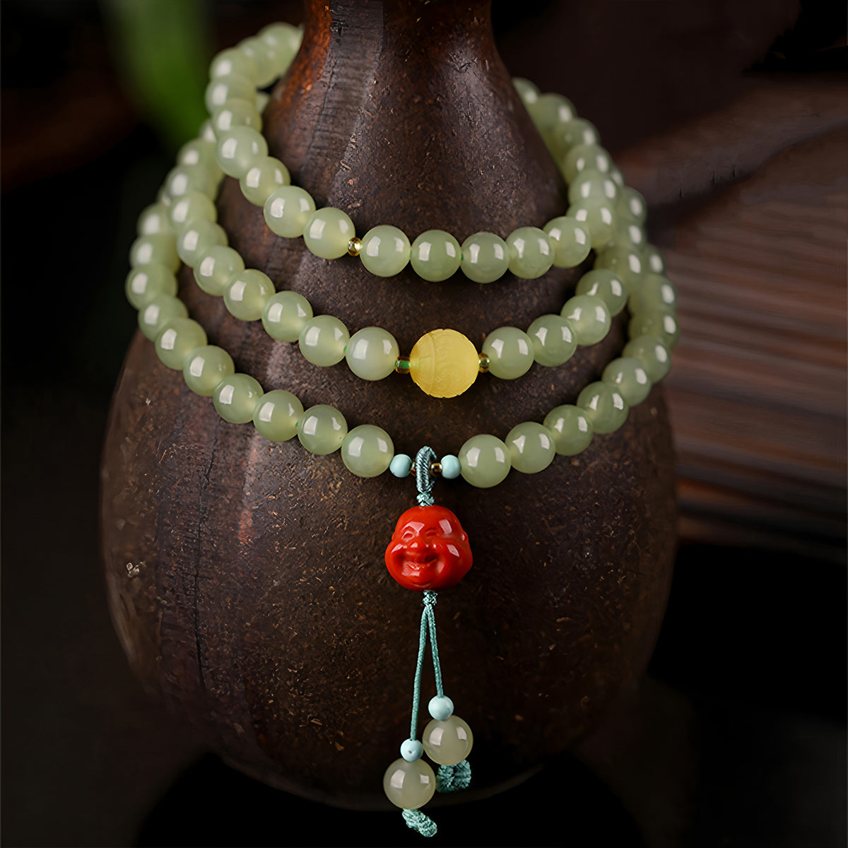 Natural Hetian Jade Multi-Circle Jade Bead Bracelet