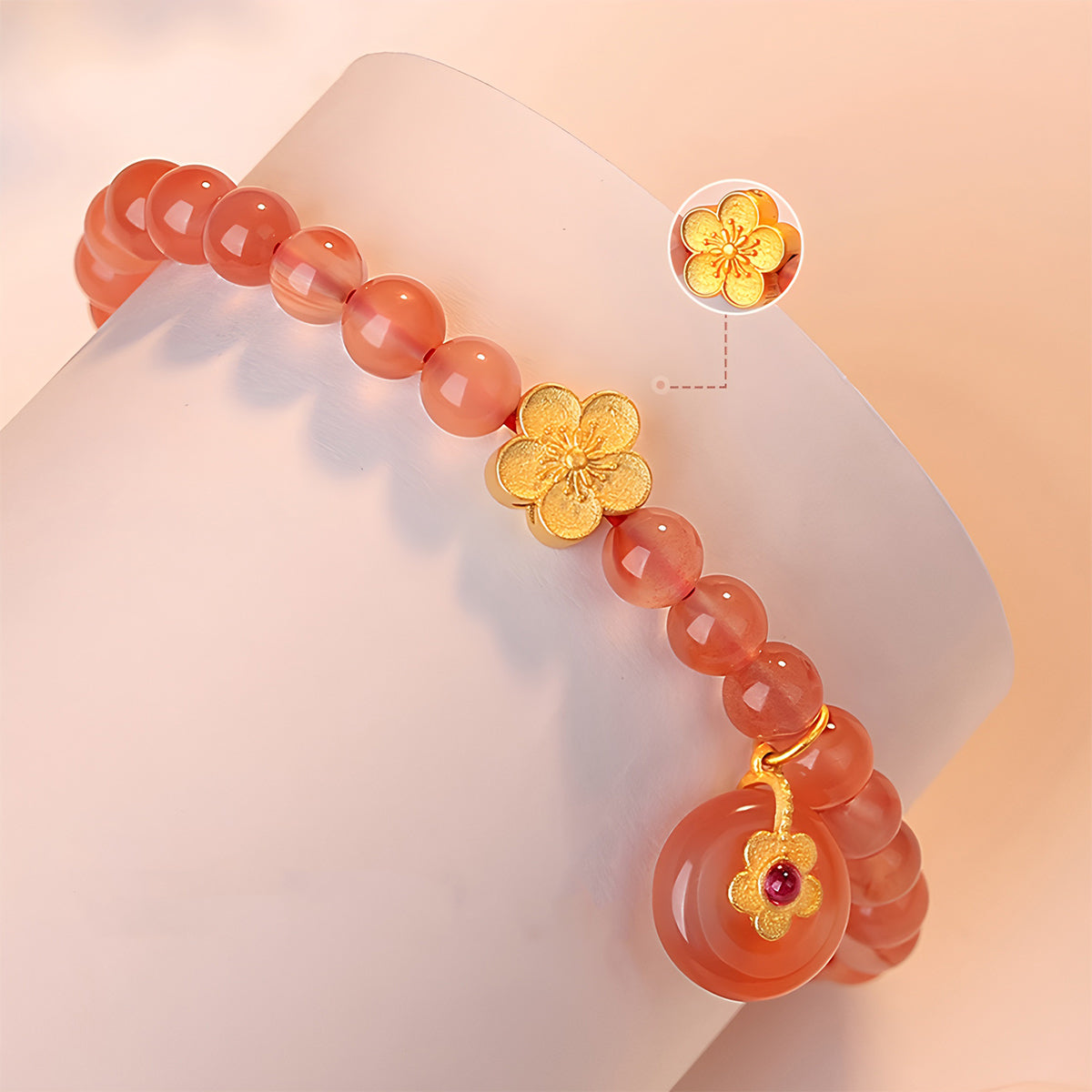 Natural Agate Jade Peach Blossom Red Jade Bracelet