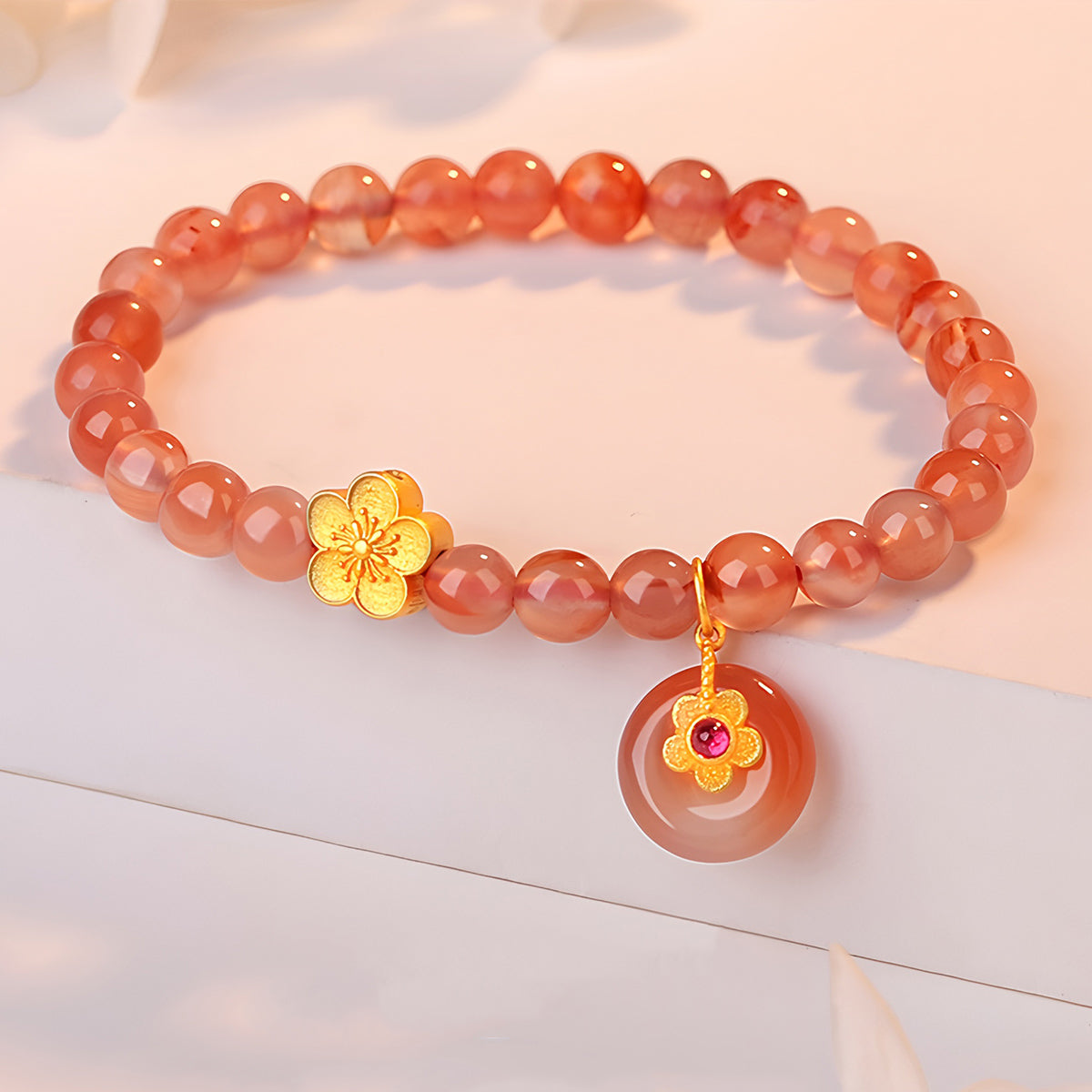 Natural Agate Jade Peach Blossom Red Jade Bracelet