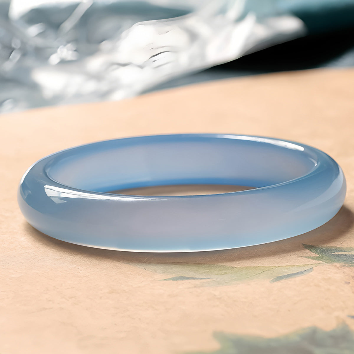 Natural agate stone light blue jade bracelet