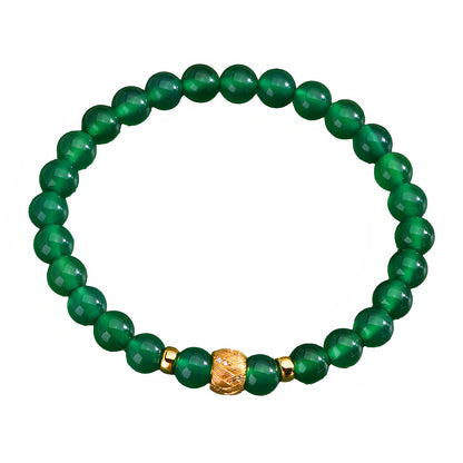 Retro simple dark green jade beaded bracelet（Bead width 6mm）