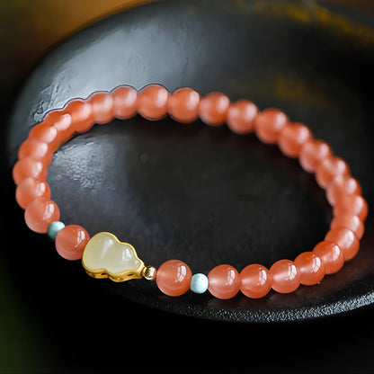 Natural agate pink jade beaded bracelet
