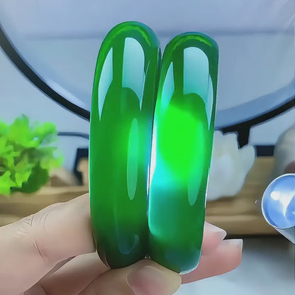 Natural Jade Bracelet Textured Green Jade Bracelet