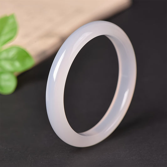 Natural Jade Bracelet White Moonlight Agate Stone White Jade Bracelet