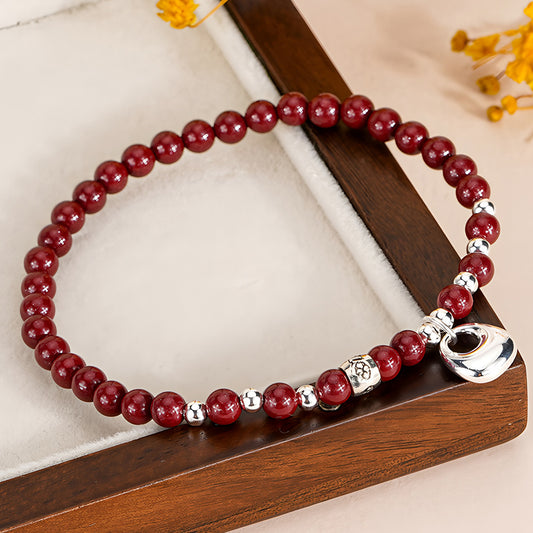 Natural purple gold sand peace buckle women's beaded bracelet（Bead width 4.2mm）