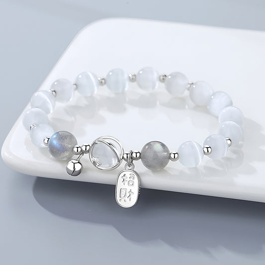 925 silver women's blessing bracelet（Bead width 8mm）